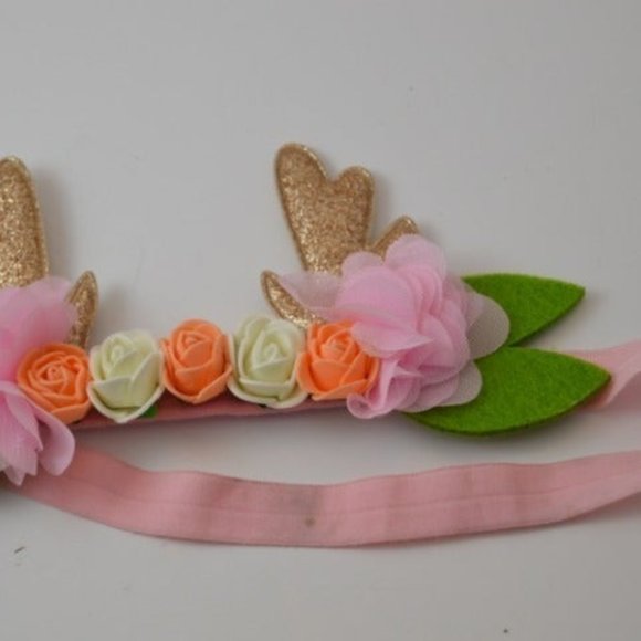 Baby Girl Floral Antler Headband - Picture 7 of 7